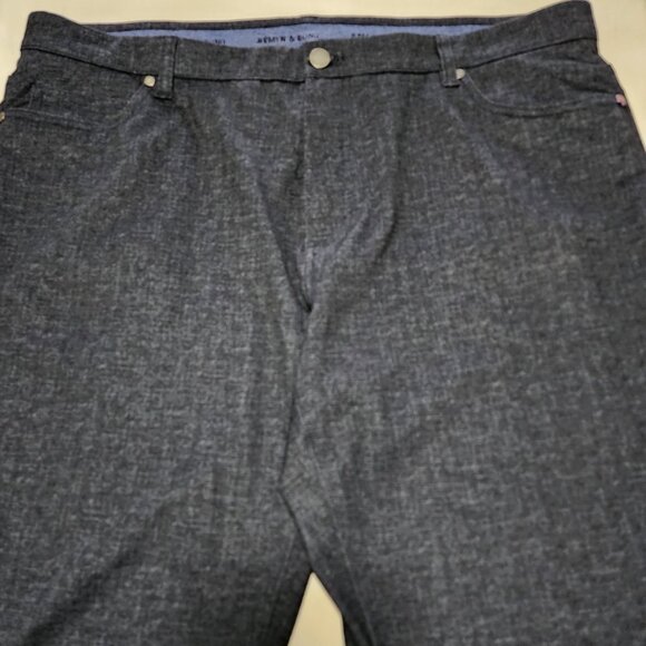 Jermyn & Bond Heathered Navy Straight Leg Trousers - Picture 4 of 6